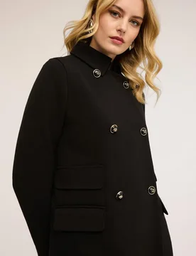 Abrigo de mujer cruzado en poliviscosa cuello clásico cuatro bolsillos aplicados con solapa - Motivi - FashionsVida