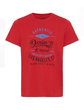 BLEND Camiseta azul moteado / rojo