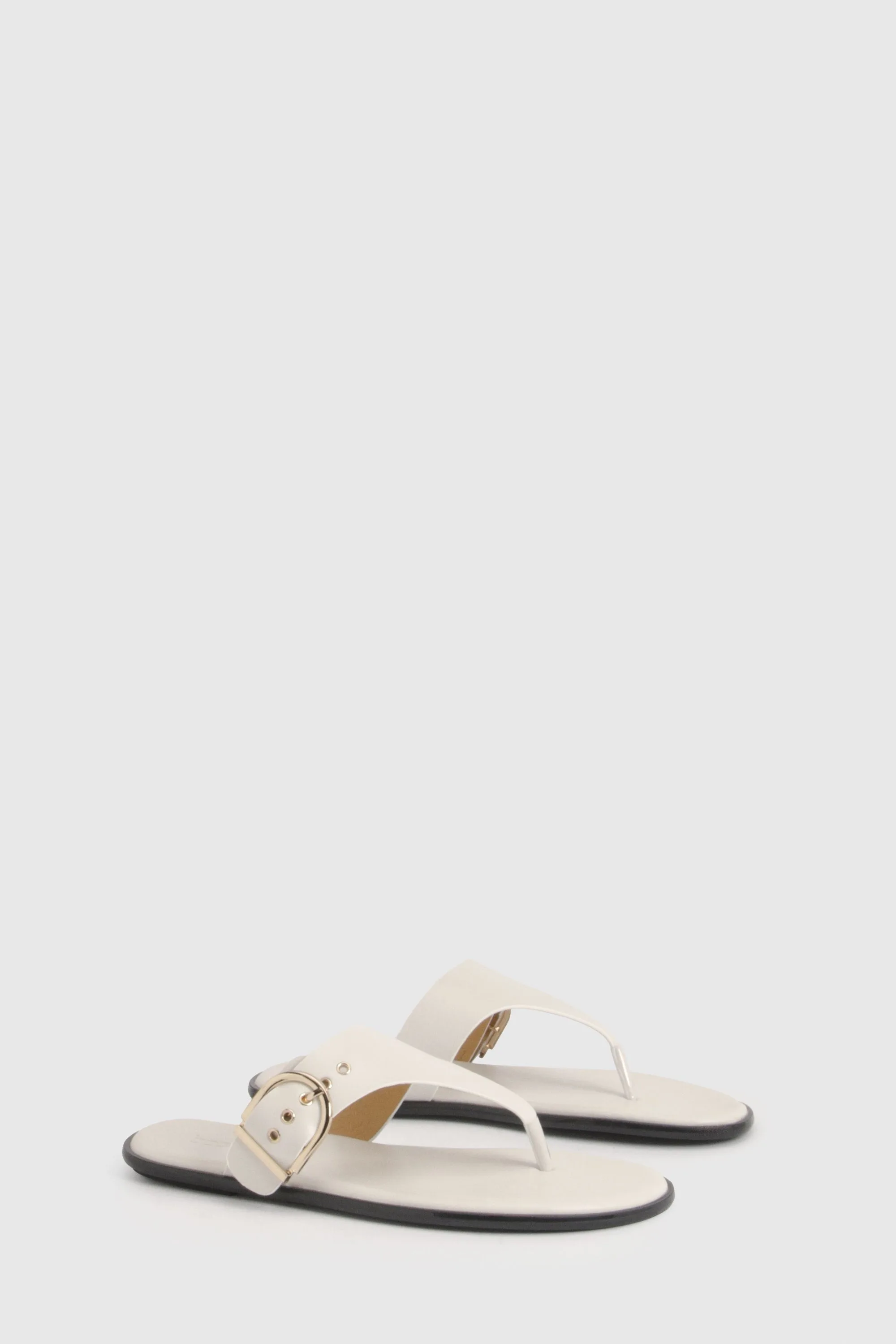 Womens Flip Flop Buckle Toe Post Flops - White - Size Uk 8 - Boohoo - FashionsVida