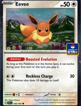 Pokemon SV Surging Sparks 143/191 Eevee (Gym Stamp Cosmo Holo) - Pokémon - FashionsVida