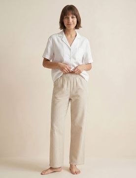 Pantaloni pigiama a righe in cotone - nude