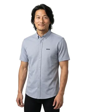 Chemise à Manches Courtes Motion 10263169 Green Dark Grey XL - BOSS - FashionsVida