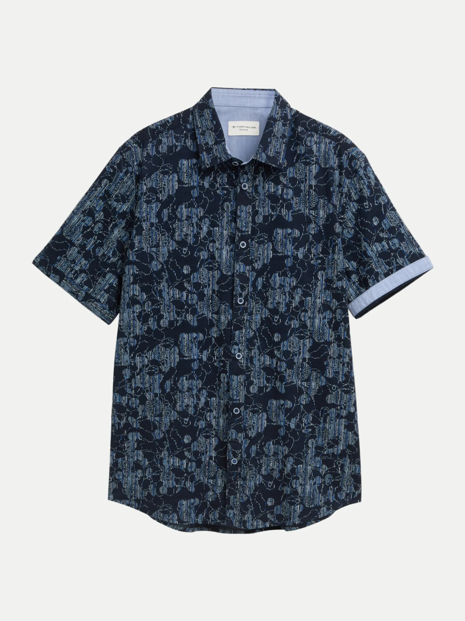 Kurzarmhemd Gemustert Blau M - Tom Tailor Casual - FashionsVida