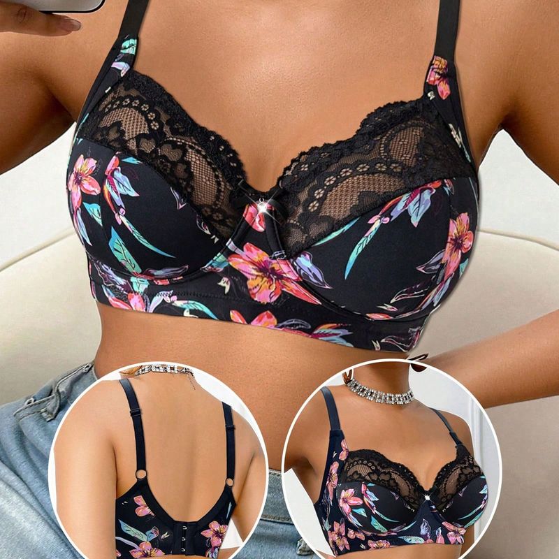 Pieza Sujetador deportivo minimalista, sexy y cómodo con parches de encaje para mujer