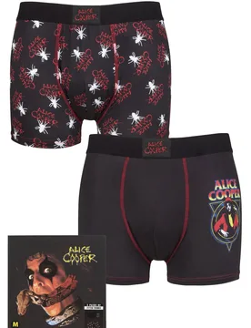 Alice Cooper 2 Pack Exclusive to Gift Boxed Boxer Shorts Black Small - Black - Size: Small - SockShop - FashionsVida