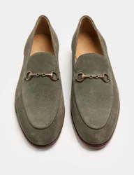 Suede Snaffle Slip On Loafers Sage male