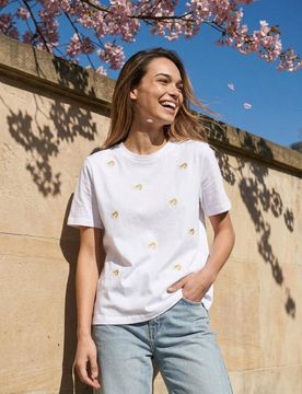 T-shirt con dettaglio ricamato - bianco
