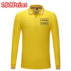 Long-Sleeved Quick Drying Sports Polo Shirt Customized Logo Printed Embroidery Breathable Men's and Women's Clothing