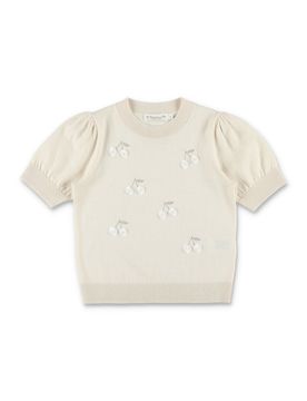 Girls' Mini Hand-Embroidered Cherry Sweater
