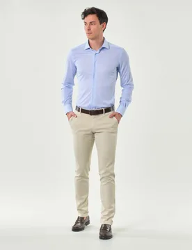 Pantalone chino Levanto beige in gabardina di cotone stretch - Powell - FashionsVida