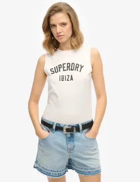 Superdry Damen Figurbetontes Sport Luxe Tanktop White - Größe: 34 - 39.99 - FashionsVida