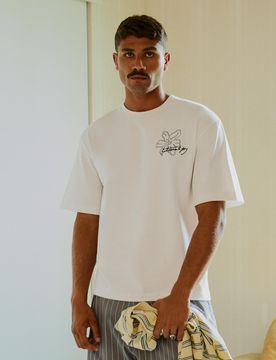 T-Shirt Manches Courtes Brodé Xl Blanc