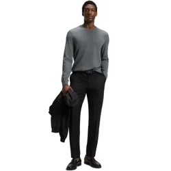 Mens Leno Knit Jumper, Soft Virgin Wool In Medium Grey - Size 2xl