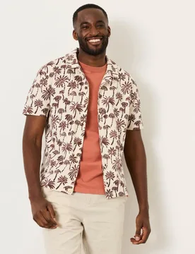 Regular Fit Pure Cotton Palm Print Shirt Natural Mix male - Fatface - FashionsVida