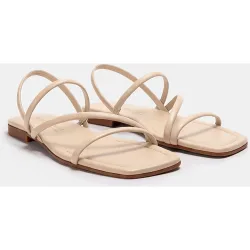 Sandalias planas de mujer de piel con tiras