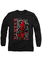 Unisex Deadpool Japanese Long Sleeve T-Shirt, Black Size: 2XL - Black - Size: 2XL