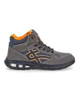 Sneakers antinfortunistiche mid grigie S1P in pelle YL-5068H-1 45