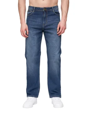 Mens Breeze Straight Jeans (Stone Wash) - Navy/blue - Size 34 Regular - Henleys - FashionsVida