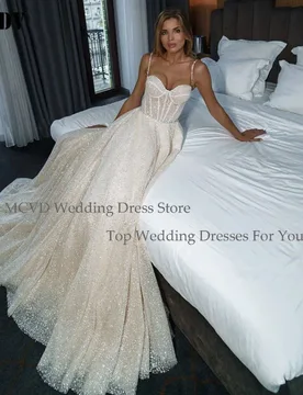 MCDV Beach Glitter Wedding Dress V Neck Party Bridal Dresses Shiny Bridal Gowns Vestido De Noiva - Aliexpress - FashionsVida