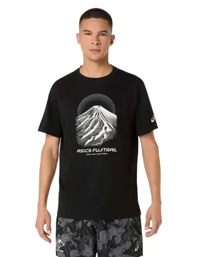 Maglietta A Maniche Corte Fujitrail Logo Performance Black / Cream / Carbon M - Asics - FashionsVida