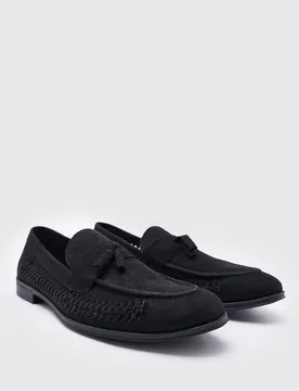 Herren Kunstwildleder-Flechtwerk Loafer Black Größe 11 - boohooMAN - FashionsVida