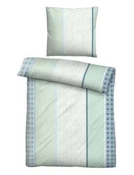 Baumwoll Renforce Bettwäsche Längsmuster mint, 1x 135x200 cm + 1x 80x80 cm - Castell - FashionsVida