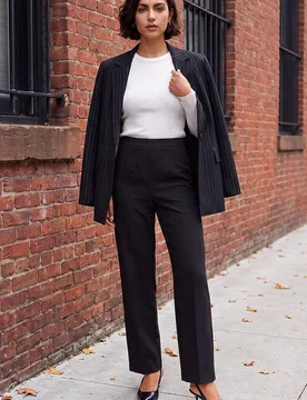 Women's Straight Leg Ponte Trouser in Black Size: 12 - Black - Size: 12 - Roman - FashionsVida