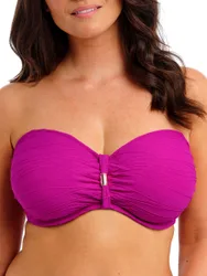 Womens Beach Waves Bandeau Bikini Top - Pink Polyamide - Size 36g