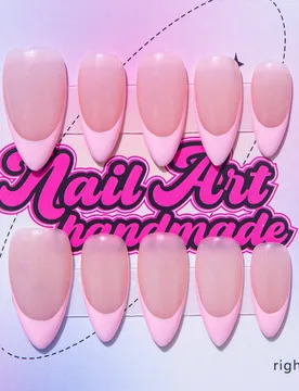 Piezas/Set Pegatinas de uñas hechas a mano con forma de almendra estilo Y2K Bad Girl, nude, negro, rosa, punta francesa, patrón floral, diseño de t - Shein - FashionsVida