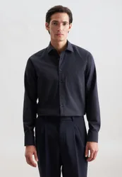 Regular Flanellhemd Uni Blau 42