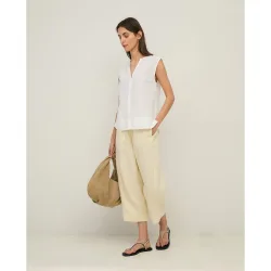 Pantalón de mujer 100% lino con cintura elástica