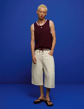 Bermuda Barrel Fit En Denim 44 Écru