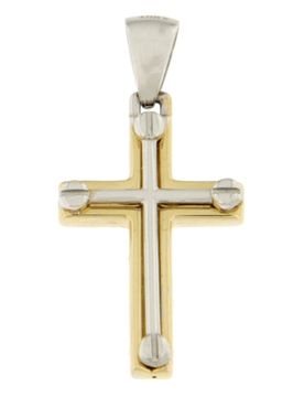 Ciondolo Croce Oro Giallo Bianco GL100834