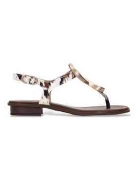 Para mujer. HV264784 Sandalias Ibiza (36), Piel, Blanco, Plano, 1 a 3cm, Hebilla, Casual, Animal print