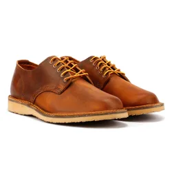 Shoes Weekender Oxford Rough & Tough Leather Mens Copper Lace-Up - Brown - Size Uk 8.5