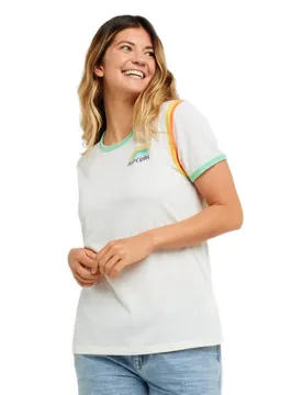 T-shirt à Manches Courtes Surf Side Ringer Bone S