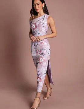 Women's Muse Sequin Embellished Off-The Shoulder Midi Dress in Lilac Size: 16 - Lilac - Size: 16 - Coast - FashionsVida