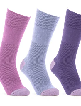 Cotton‑rich Softhold® Seam‑free Contrast Heel & Toe Socks - Mixed Lilacs - Size: M - Cosyfeet - FashionsVida
