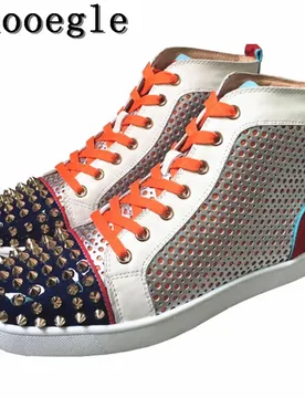 SHOOEGLE Colorful Patchwork Rivets Men Shoes Fashion Studs Lace-up Sneakers Men Hightop Flat Casual Shoes Man Size 38-47 Wholesa - Aliexpress - FashionsVida