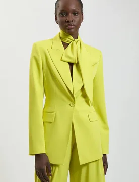 Women's Compact Viscose Tie Neck Tailored Blazer in Yellow Size: 6 - Yellow - Size: 6 - Karen millen - FashionsVida