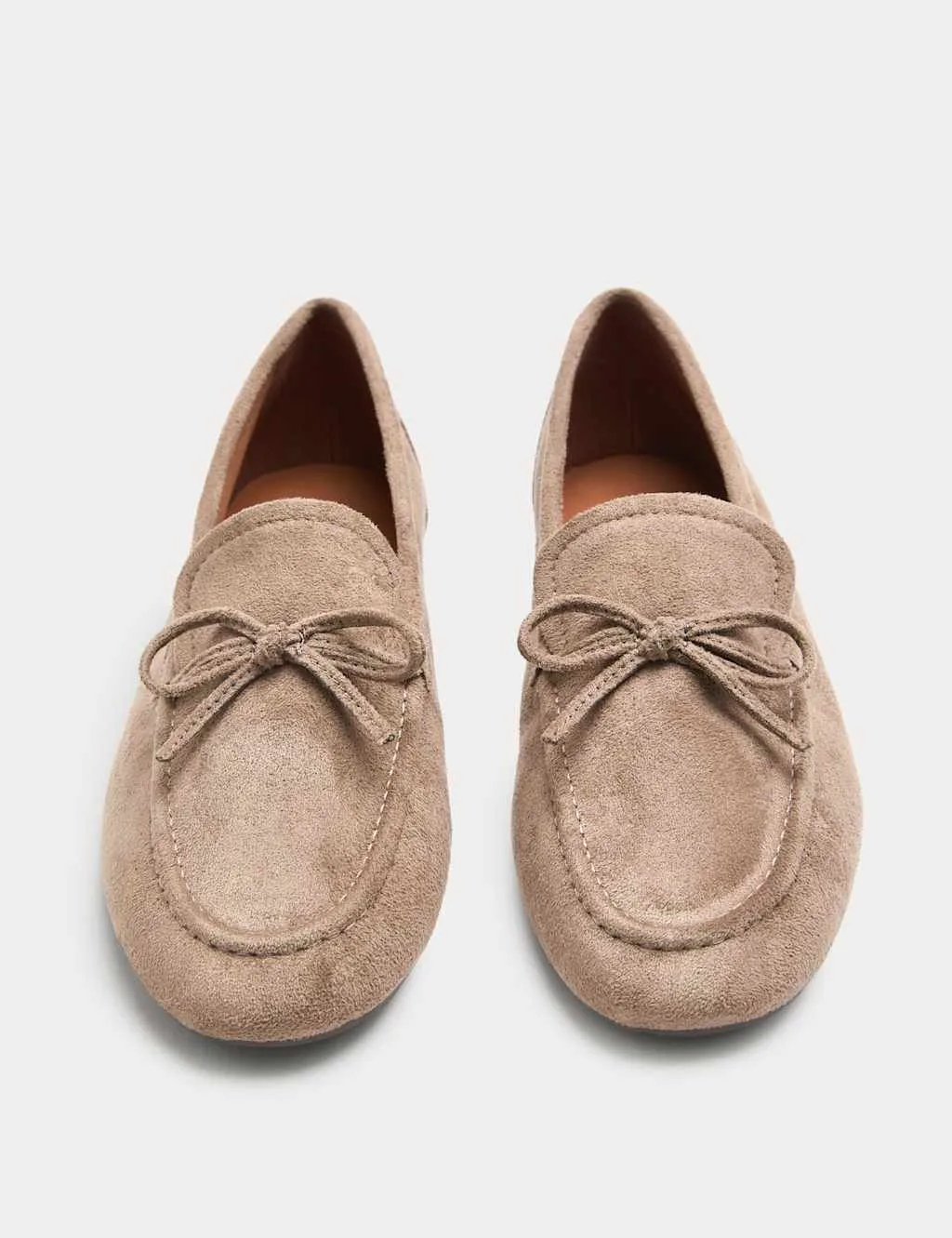 Bow Flat Loafer Pumps Taupe female - M&S - FashionsVida
