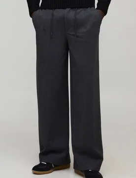 Herren Relaxed Fit Half & Half Bund Strukturierte Hose Slate Grey Größe Small - boohooMAN - FashionsVida