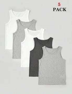Conjunto de ropa interior casual de 5 piezas para niños, de estilo caballero, moda sencilla, unicolor combinado, cómodo, con camiseta sin mangas - Shein - FashionsVida