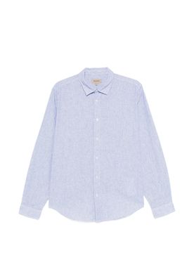Striped Linen Shirt with Long Sleeves and Button-Front