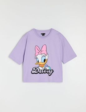 T-shirt in cotone con stampa Daisy - lavanda
