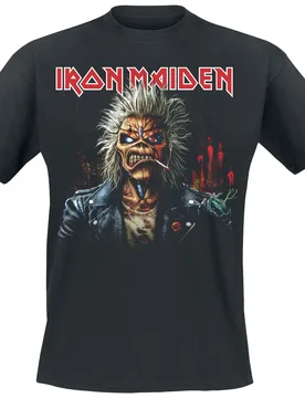 T-Shirt - Portrait Eddie Smoke - S bis 4XL - für Männer - Größe M - schwarz - Lizenziertes Merchandise! - Männer - male - Iron Maiden - FashionsVida