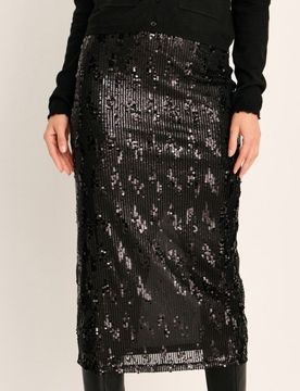 Gonna midi con paillettes - nero