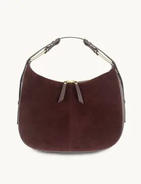 Women's The Charlie Suede Bag in Burgundy - Burgundy - Size: One Size - Apatchy London - FashionsVida
