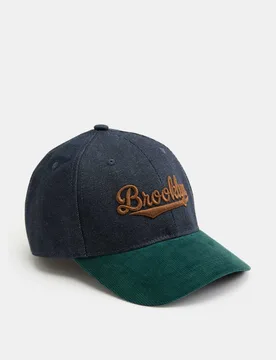 Denim Embroidered Baseball Cap Navy Mix male - M&S - FashionsVida