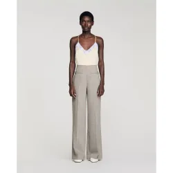 Pantalones anchos de mujer de lana a cuadros